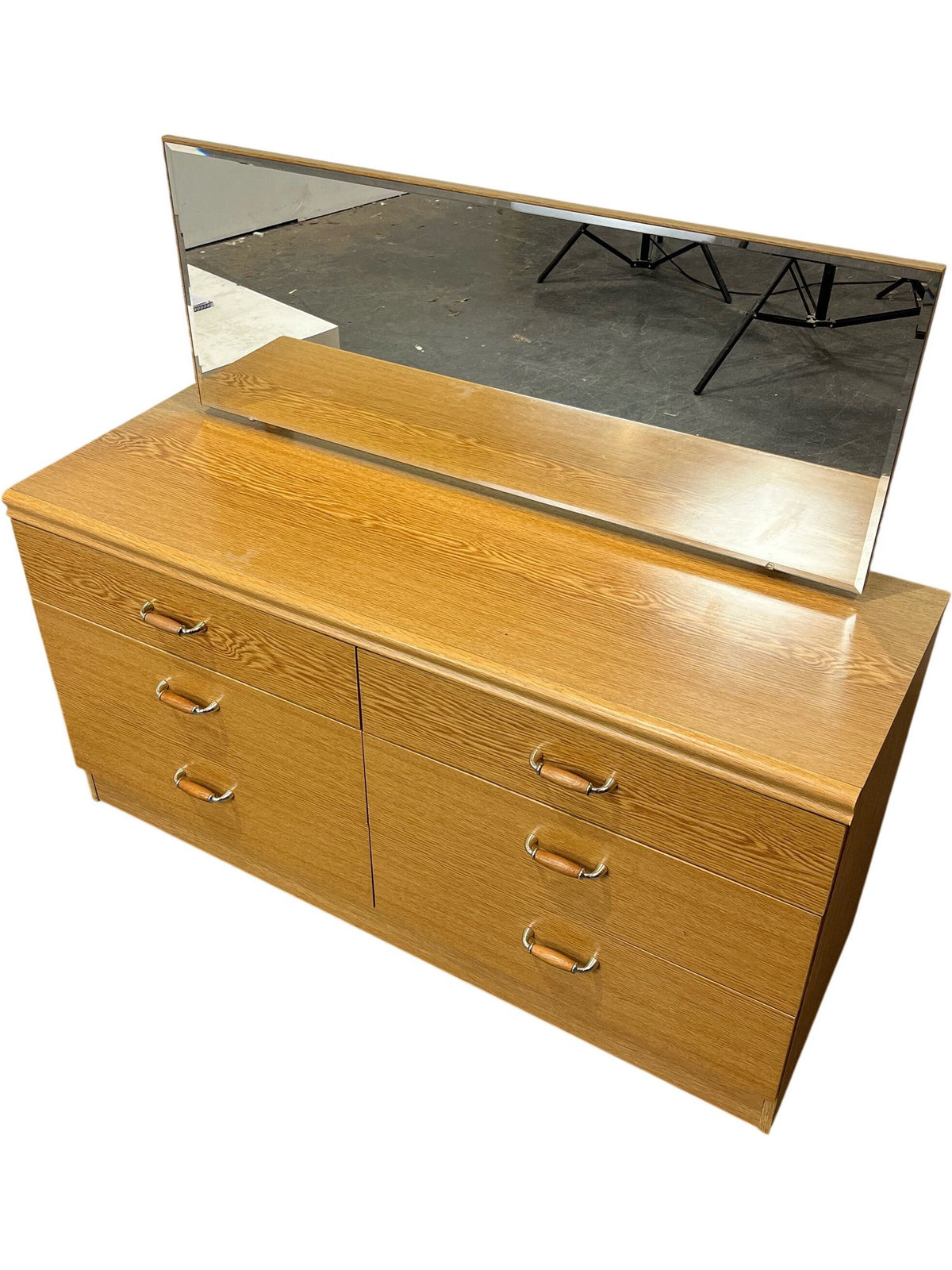 Retro Mid Century Style Wood Dresser With Mirror (Pre-Loved)