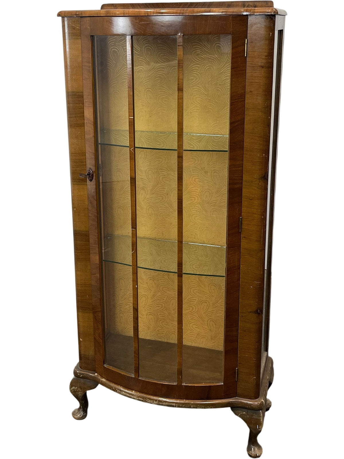 Vintage Bowfront Walnut Display Cabinet (Pre-Loved)