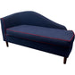Reupholstered Chaise Longue Sofa Blue With Red Trim (Pre-Loved)