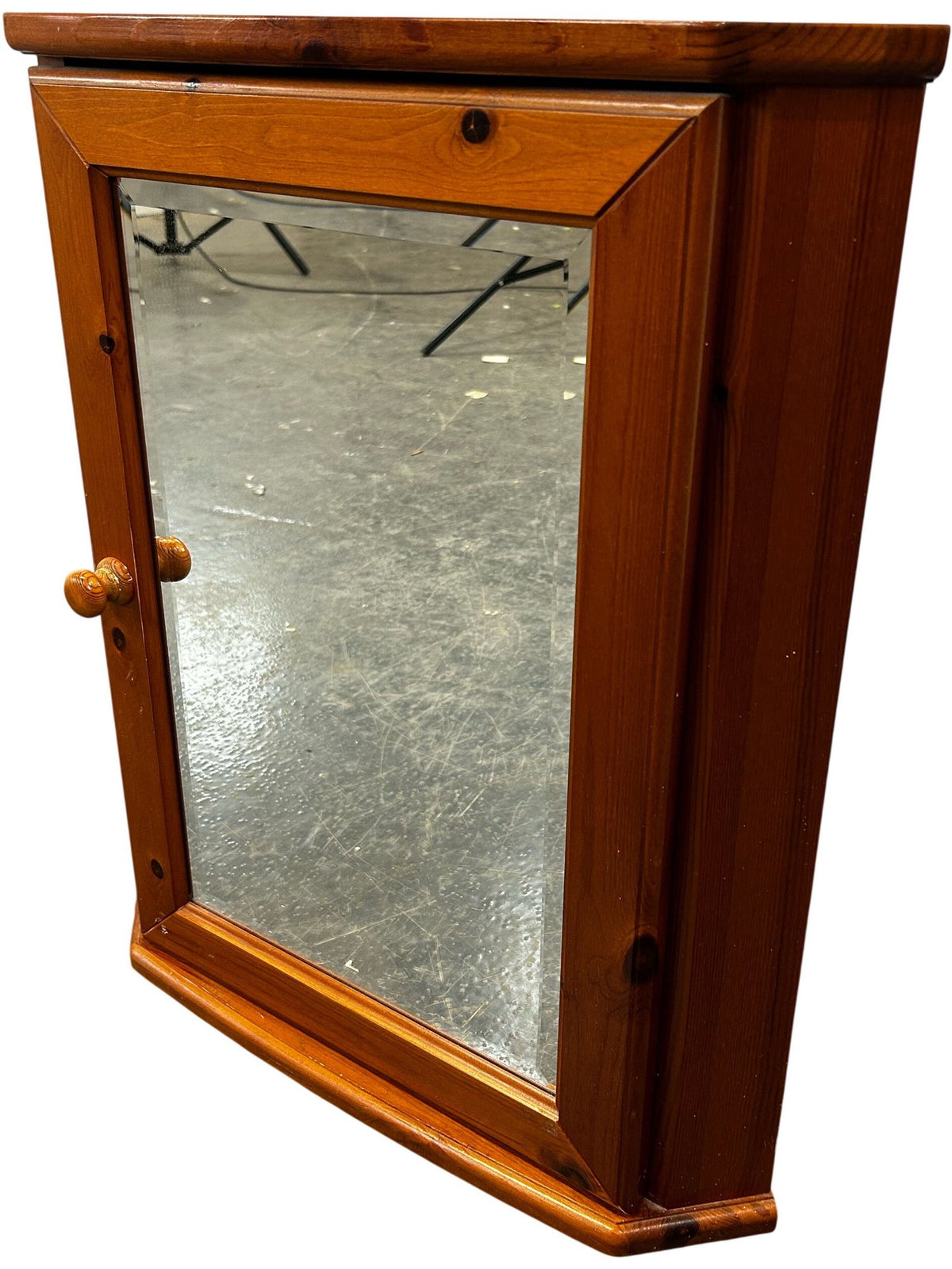 Pine Wood Corner Medicine Cabinet with Mirror (Pre-Loved)