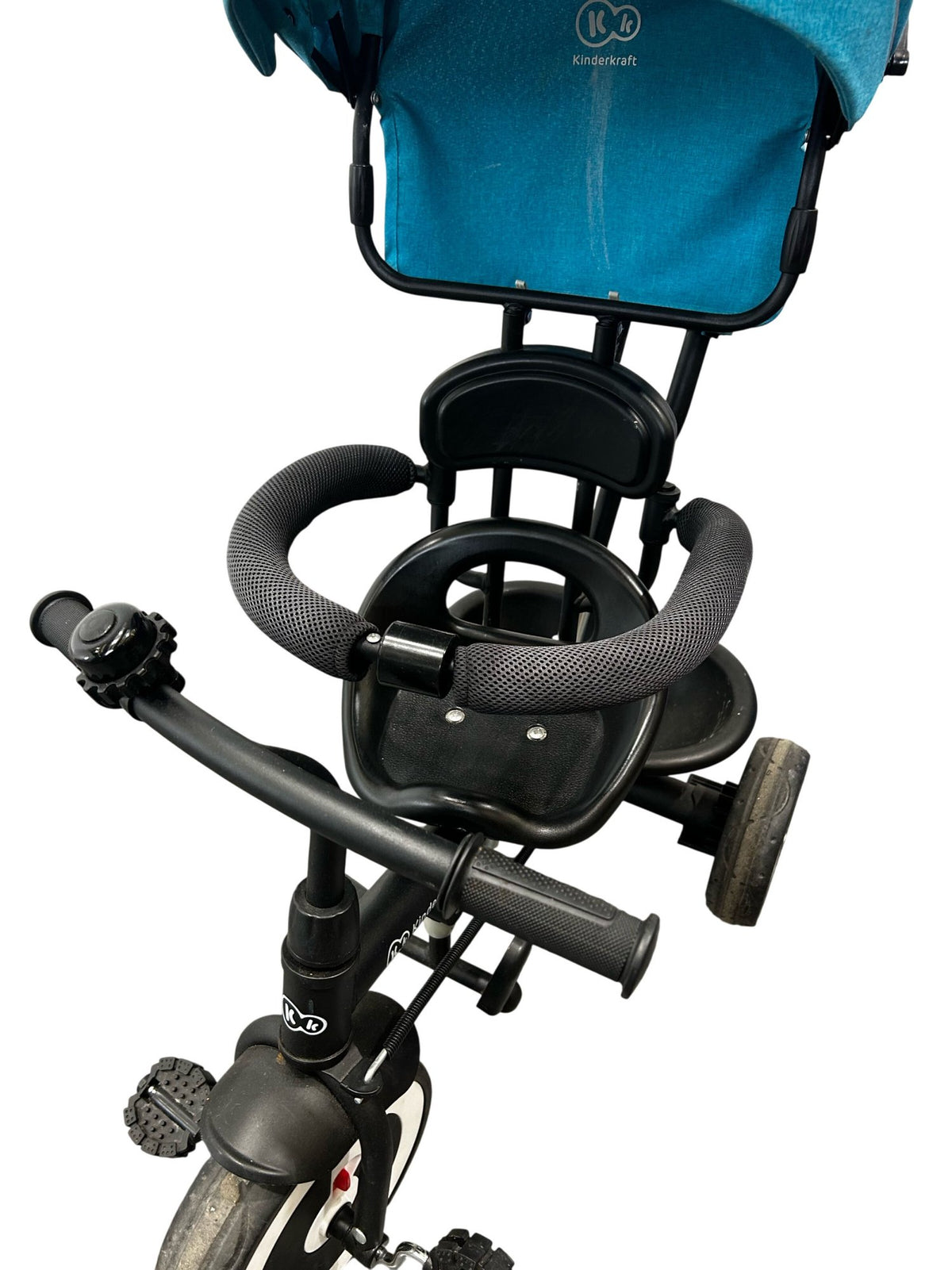 Kinderkraft Toddler Tricycle Push Handle Canopy Footrest Blue Kids (Pre-Loved)
