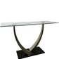Glass Coffee Table Curved Metal Base Black Plinth Modern Living Room (Pre-Loved)