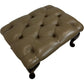 Vintage Tufted Footstool Ottoman Queen Anne Cabriole Legs Brown (Pre-Loved)