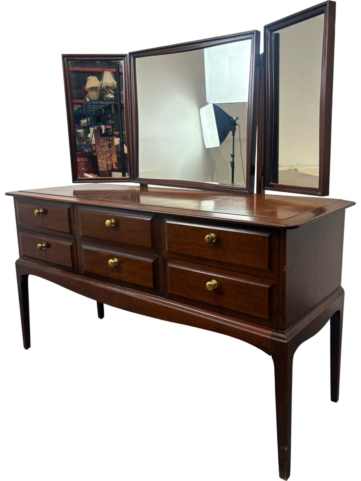 Vintage Dark Wood Dresser With Mirror (Pre-Loved)