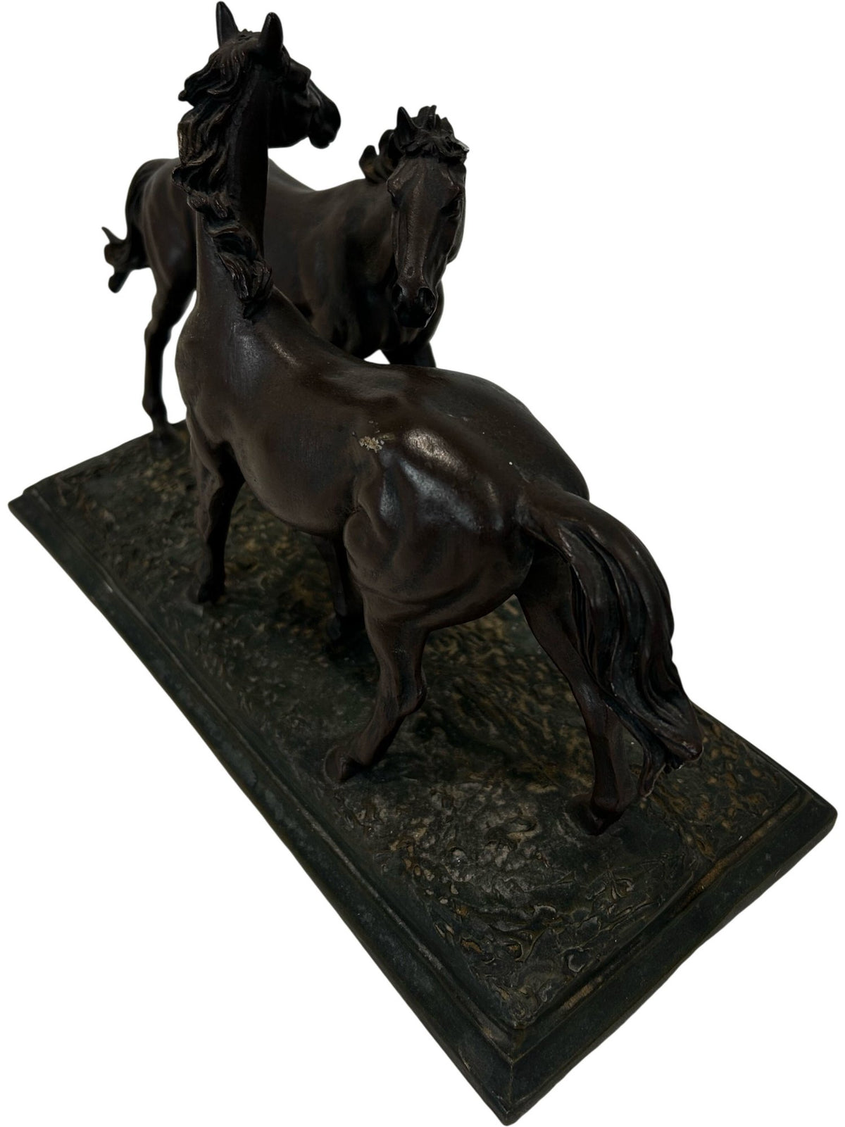 Bronze Effect Three Horse Equestrian Sculpture on Base (Pre-Loved)