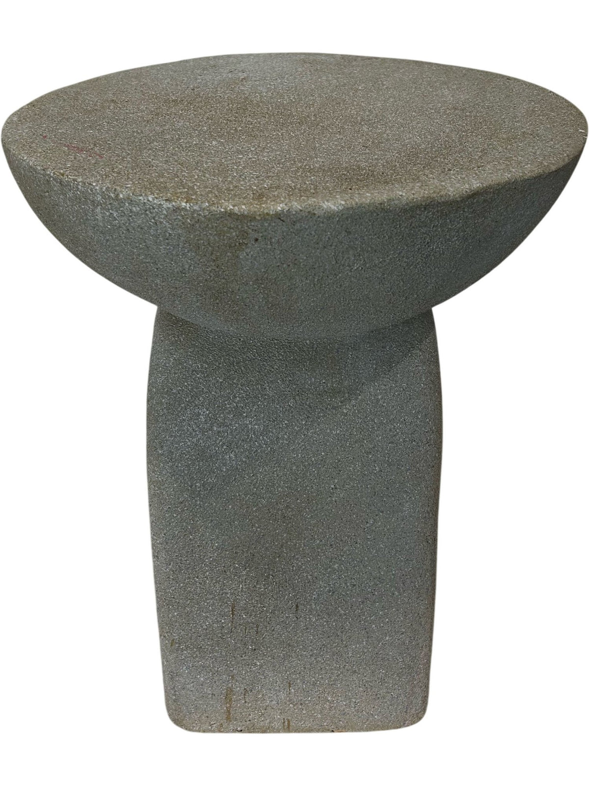 Sculptural Grey Side Table Stool Round Top Modern Accent Table (Pre-Loved)