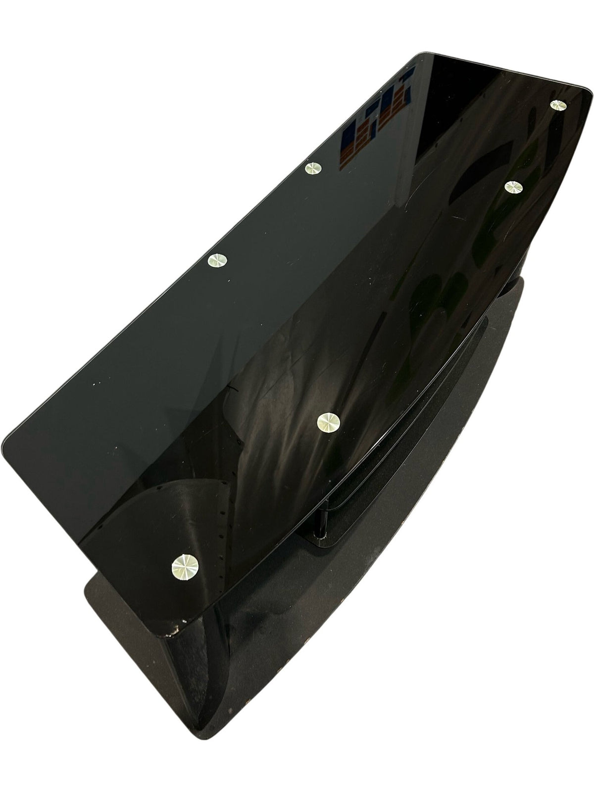 Black Glass 3-Tier TV Stand with Cable Management (Pre-Loved)