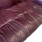Vintage Purple Leather Sofa Solid Wood Base (Pre-Loved)