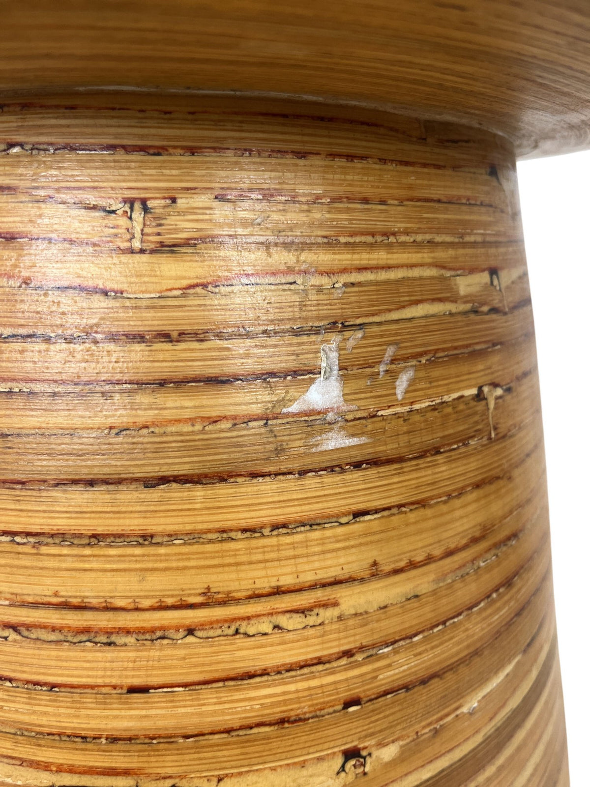 Vintage Style Unique Bamboo Stool Table Round Design Natural Finish (Pre-Loved)