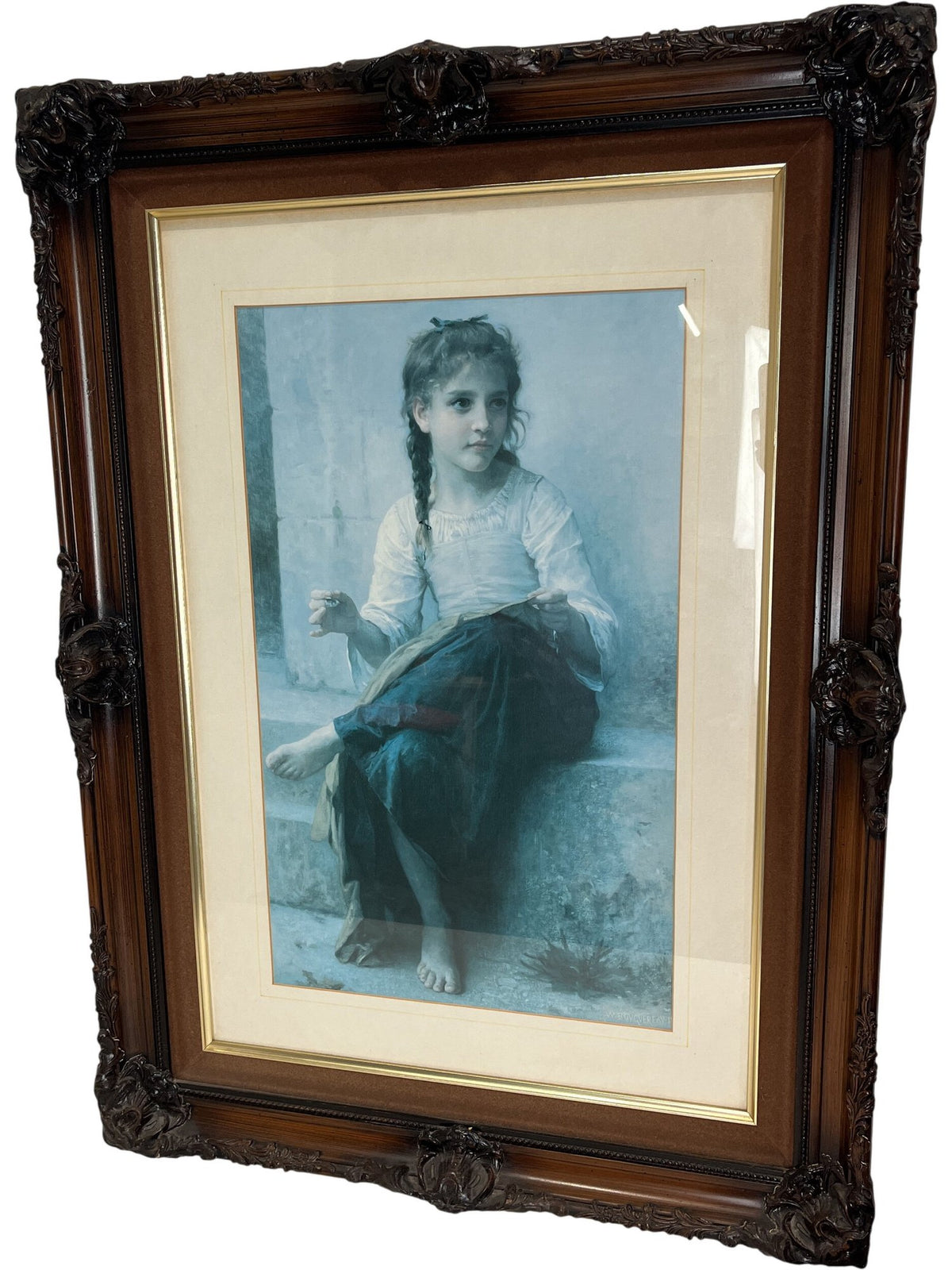 Bouguereau Print The Young Seamstress Framed (Pre-Loved)