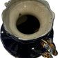Ornate Blue Ceramic Vase Oriental Style Decorative Handles (Pre-Loved)
