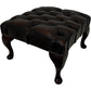 Dark Brown Tufted Footstool with Cabriole Legs (Pre-Loved)