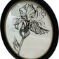 Oval Botanical Floral Framed Wall Art Black White Glass Decor (Pre-Loved)
