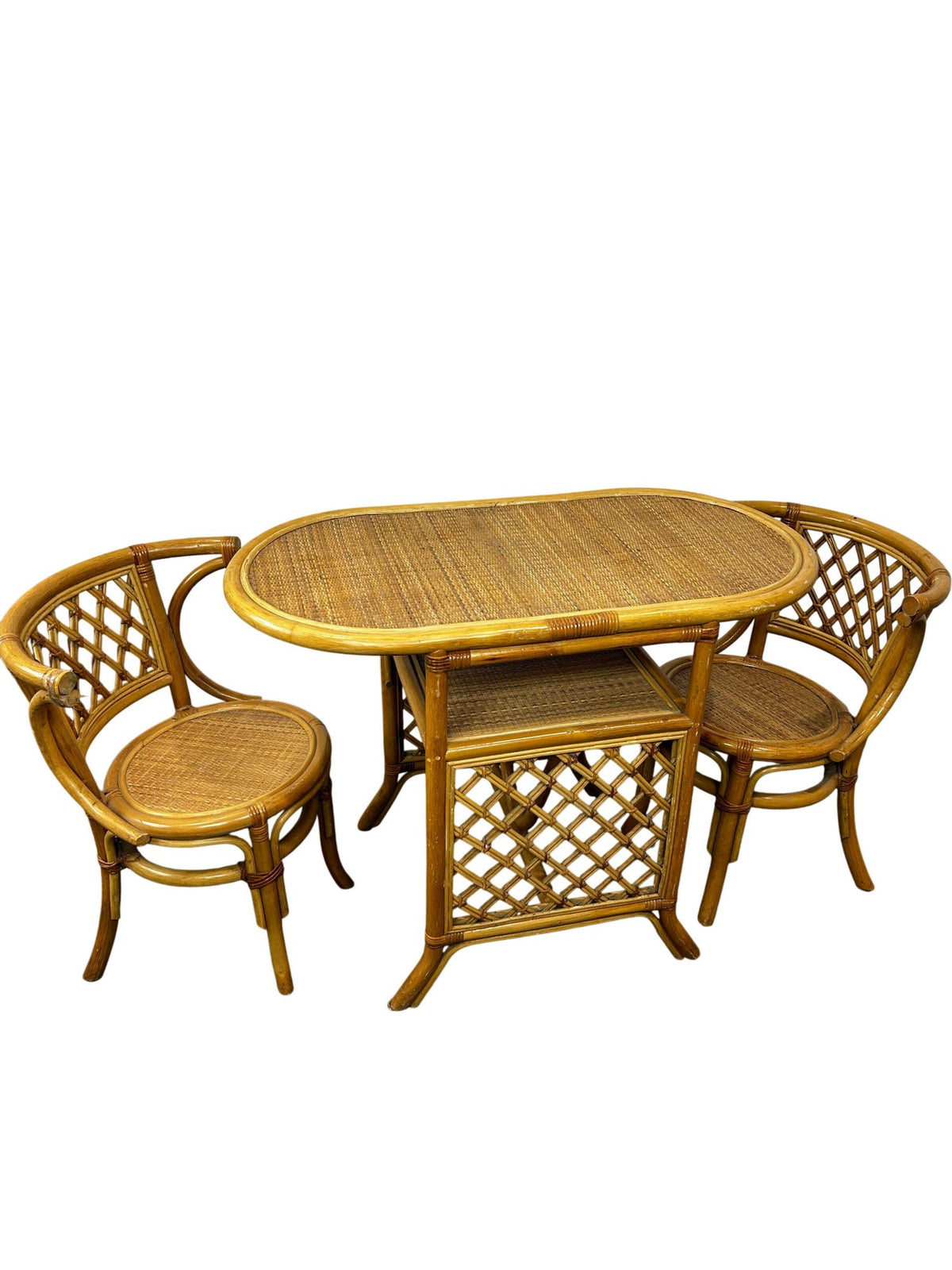 Rattan Bistro Table & Two Chairs Set (Pre-Loved)