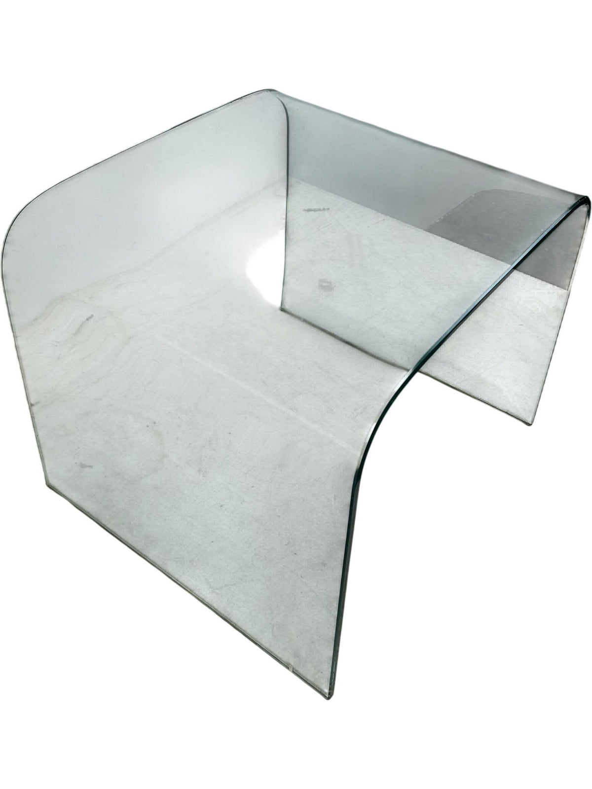 Modern Clear Bent Glass Coffee Table Curved Minimalist Design (Pre-Loved)