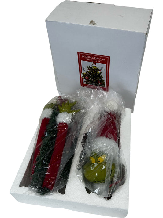 Dept 56 Possible Dreams Grinch Clothique Christmas Tree Topper Set (Pre-Loved)