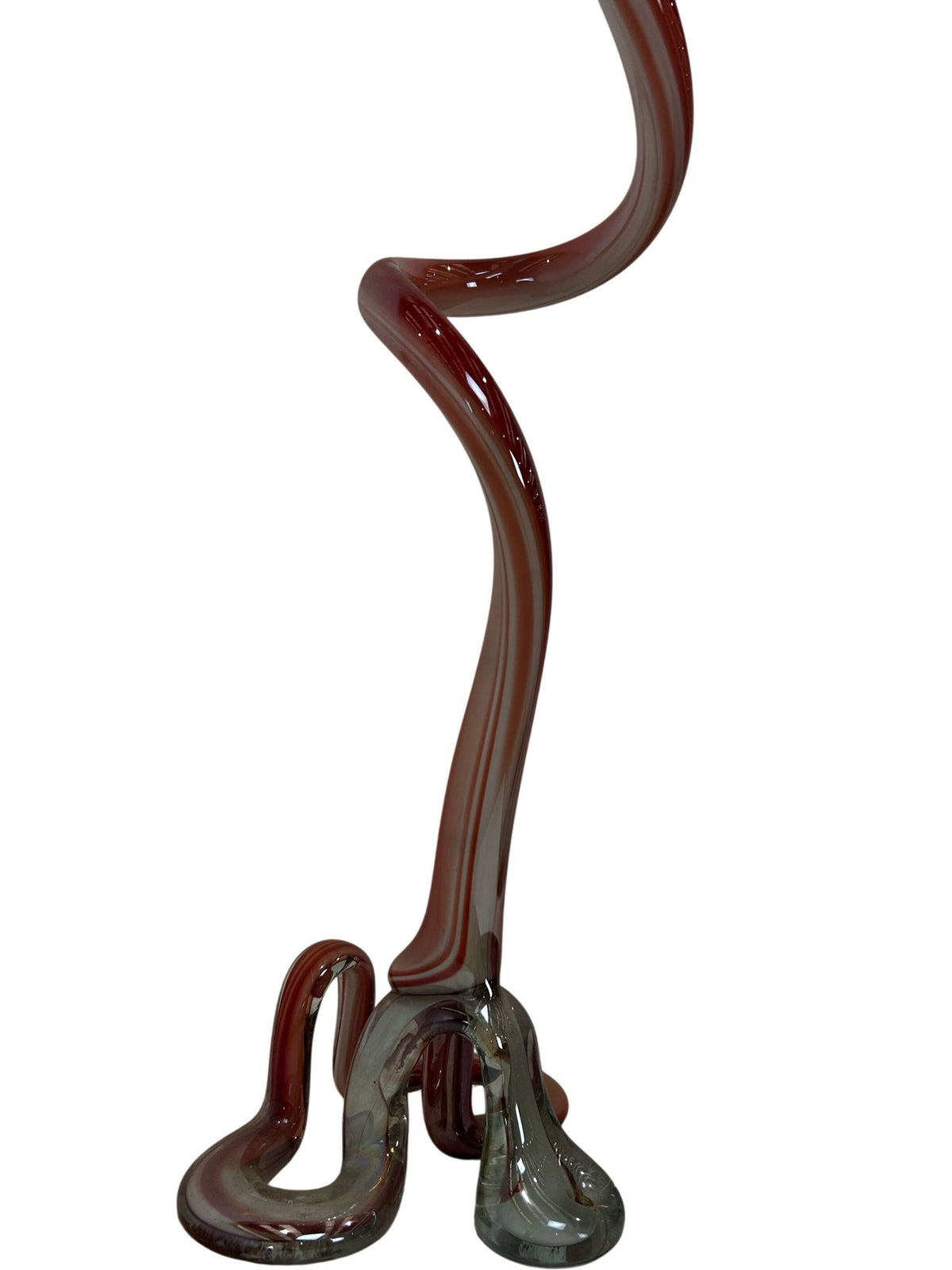 Tall Art Glass Floor Vase Red Grey Swirl Abstract Statement Decor (Pre-Loved)
