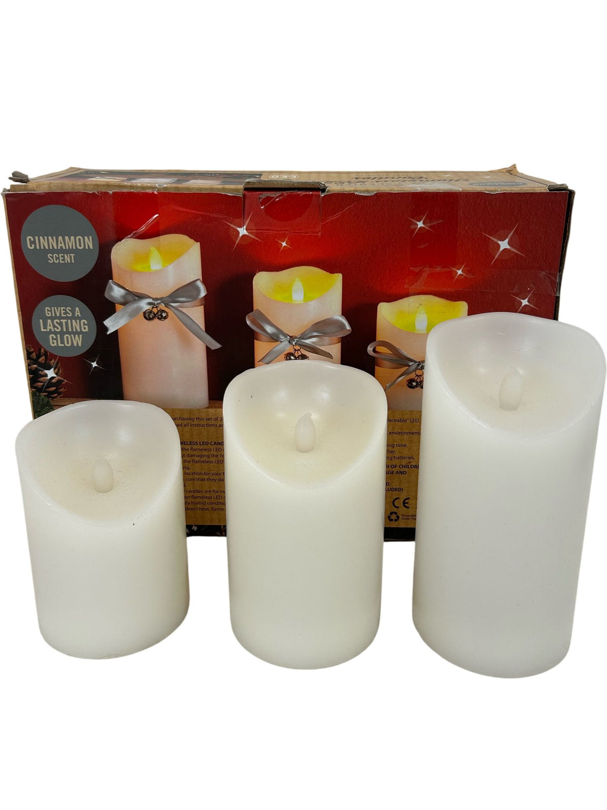 B&M Cinnamon Scent Flameless LED Candles Set of 3 (Pre-Loved)