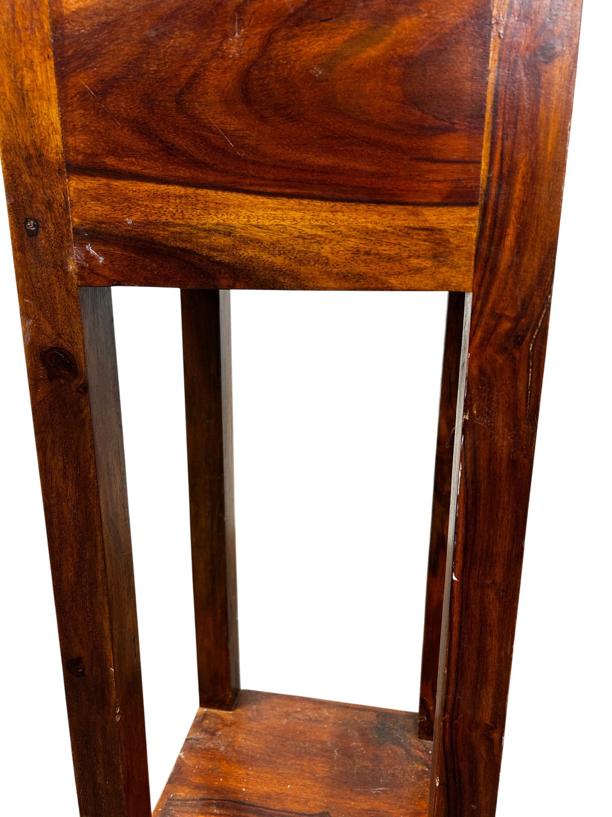 Tall Wooden Side Table 1 Drawer Lower Shelf Narrow Plant Stand (Pre-Loved)