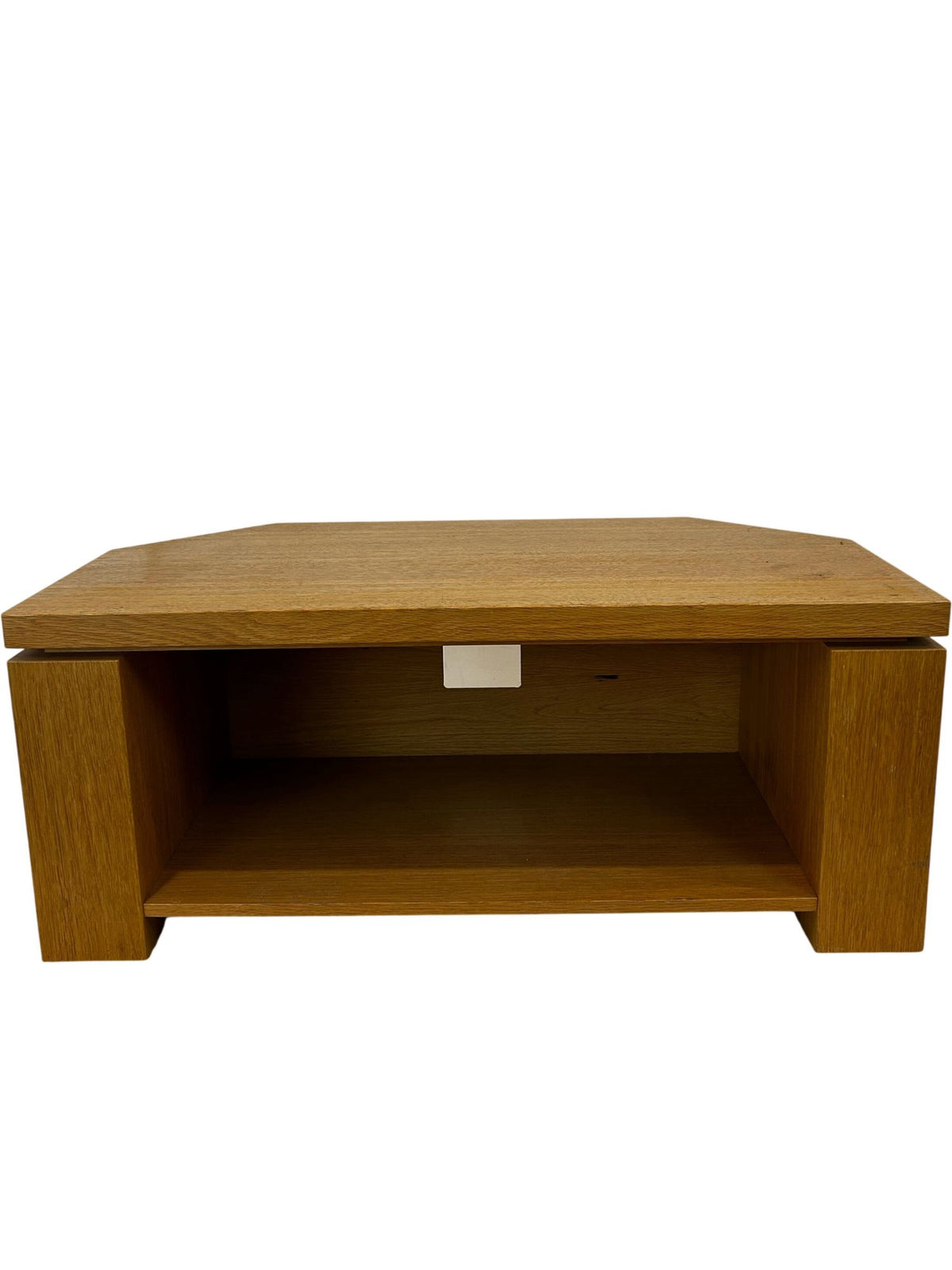 Oak Effect Corner TV Stand Media Unit Open Shelf Storage 95cm (Pre-Loved)
