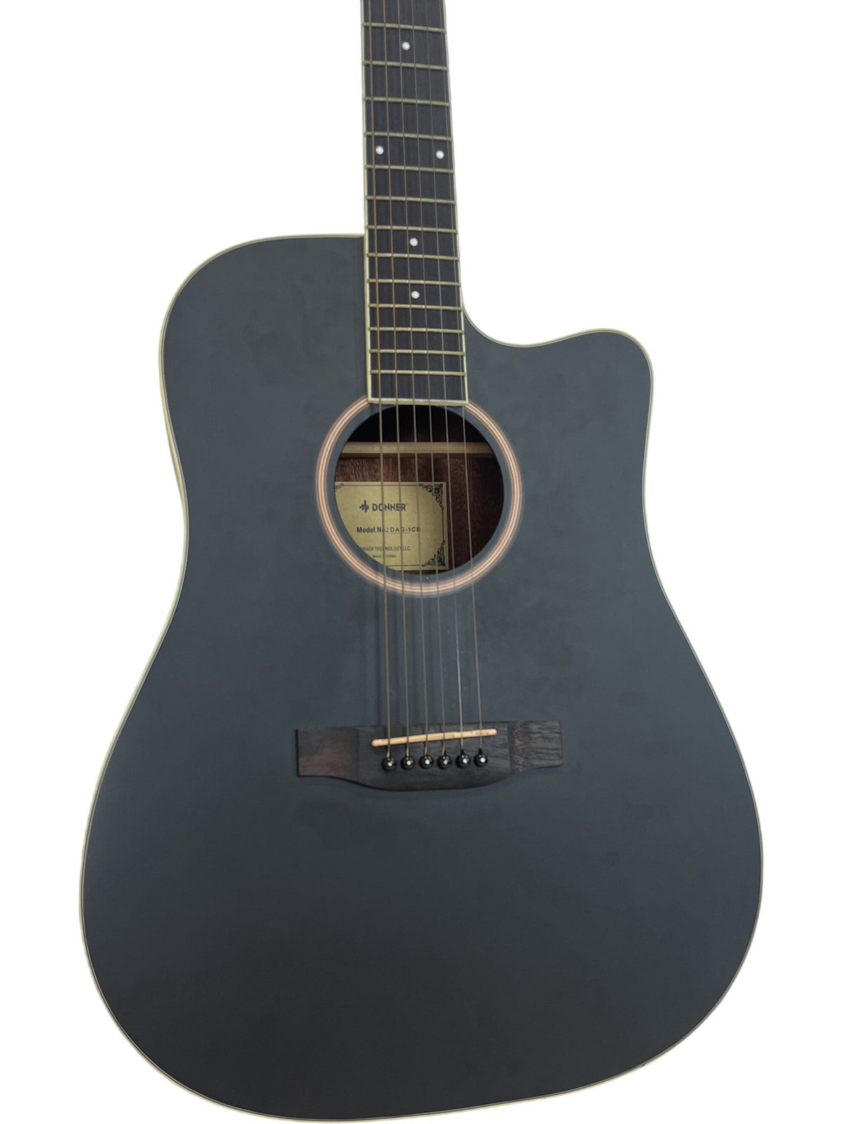 Donner DAG-1CB Matte Black Acoustic Guitar With Strap And Bag (Unused)
