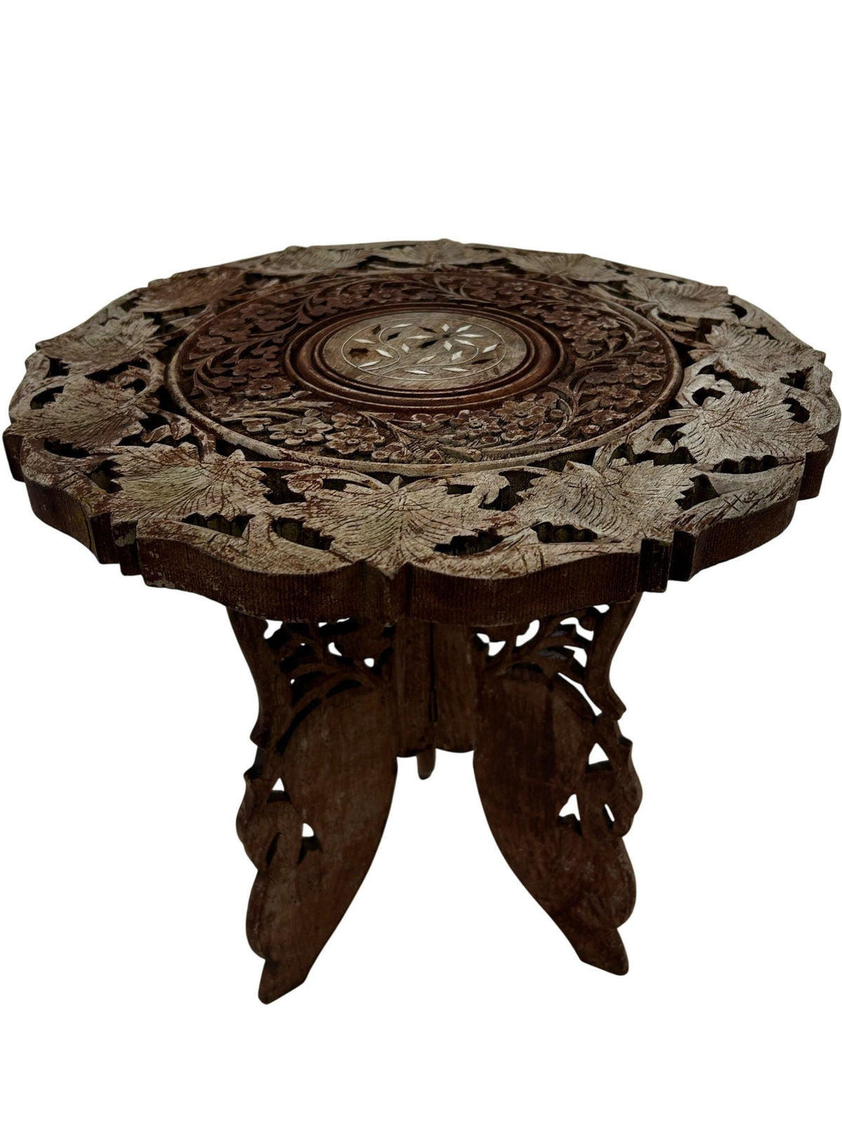 Ornate Carved Wooden Plant Stand Side Table (Pre-Loved)