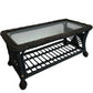 PE Rattan Garden Coffee Table Glass Top Lower Shelf Patio (Pre-Loved)