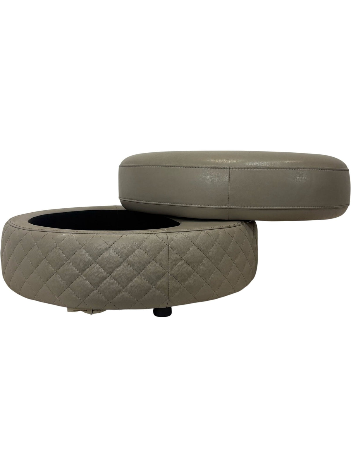 Contemporary Beige Ottoman Faux Leather (Pre-Loved)
