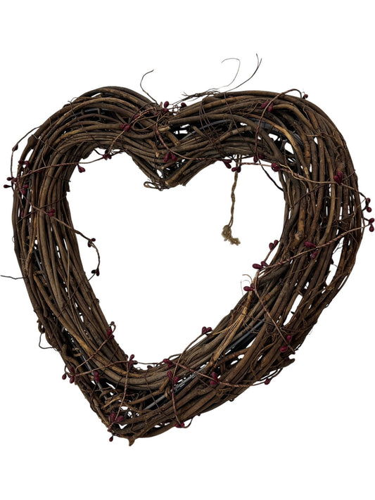 Heart Shaped Christmas Twig Wreath Decorative Wall Hanging (Pre-Loved)