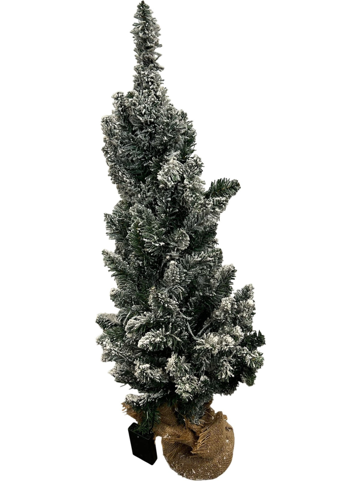 3ft Pre-Lit Snowy Flocked Christmas Tree with Hessian Base (Pre-Loved)