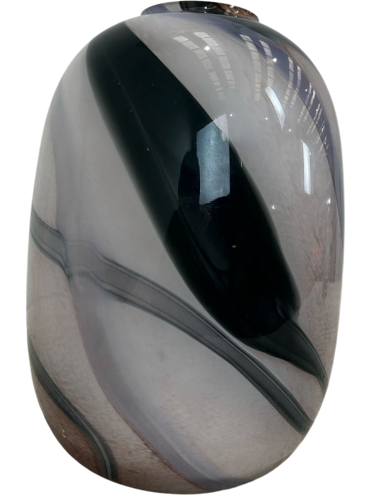 Art Glass Vase Brown Blue Black Swirl Pattern Modern Decorative (Pre-Loved)