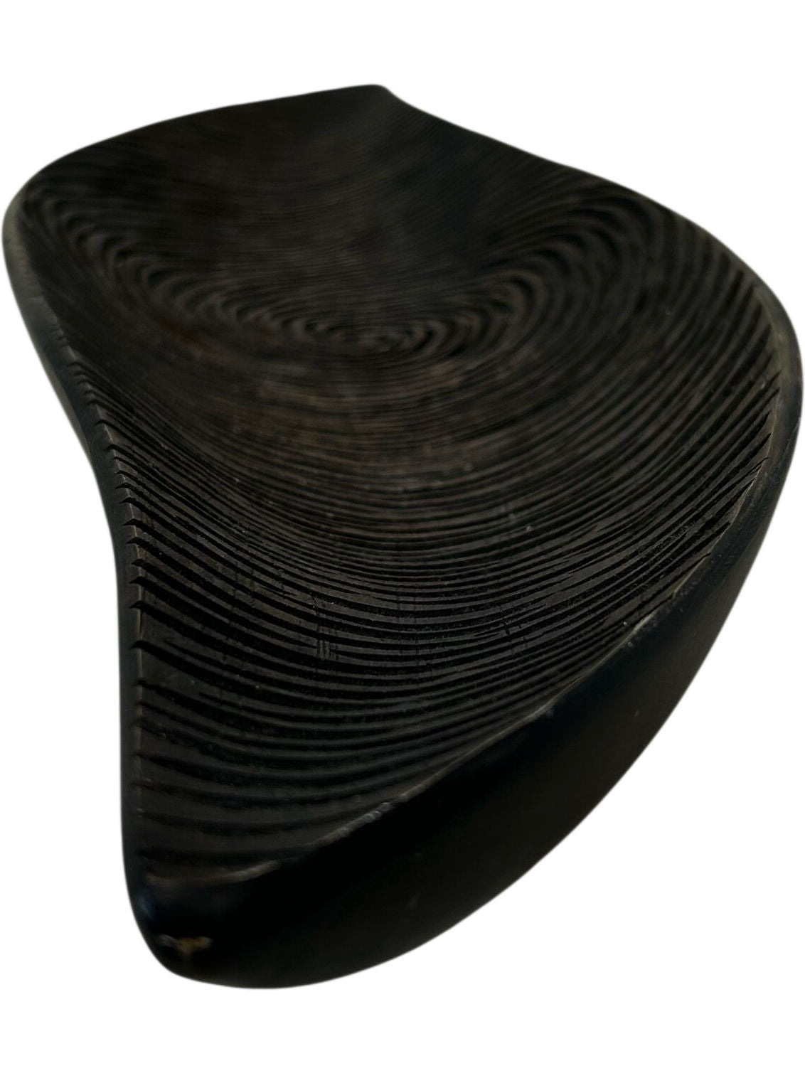 Long Wooden Decorative Bowl Tray Spiral Carved Leaf Shape Black (Pre-Loved)