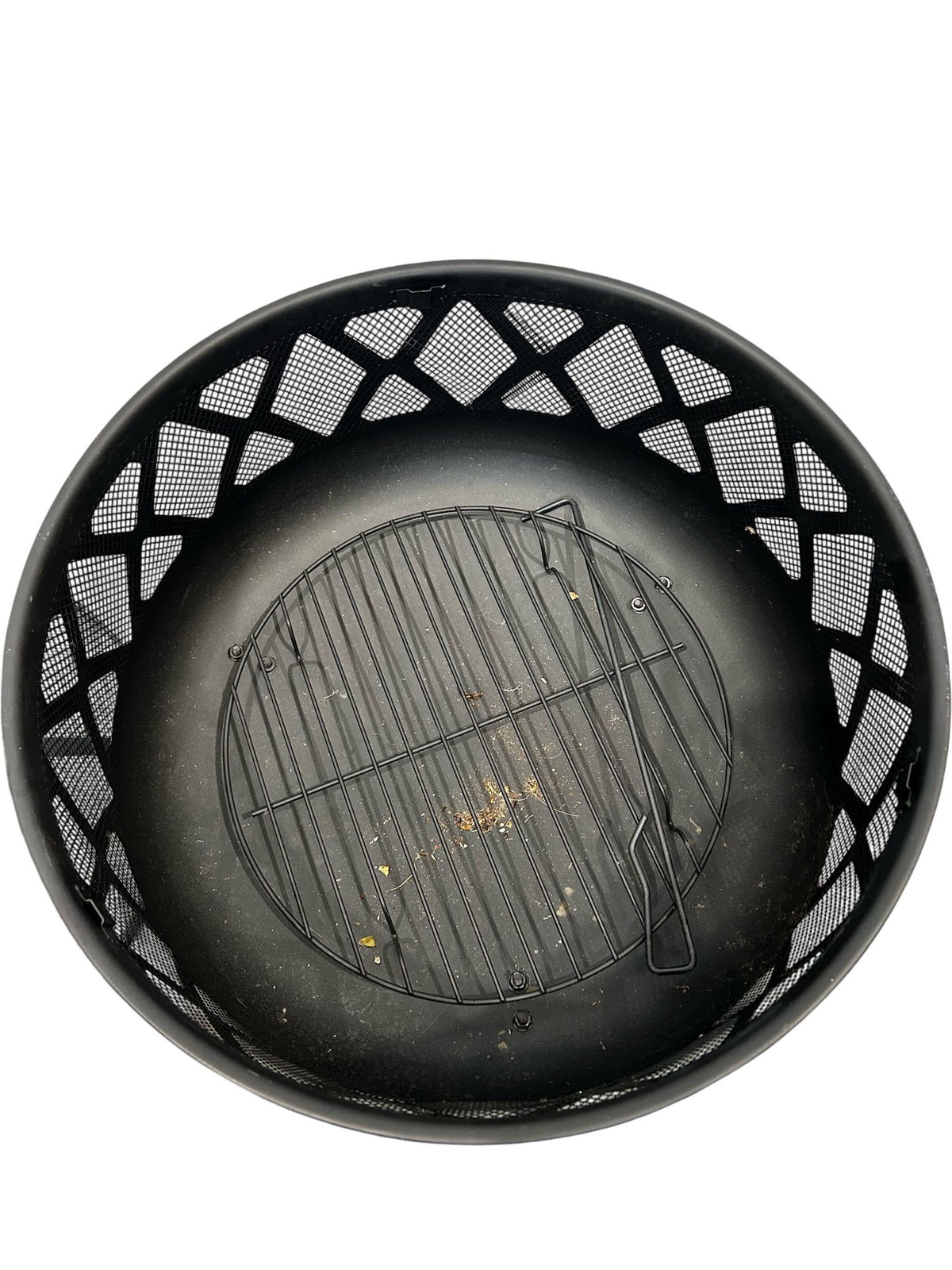 Round Steel Fire Pit with Spark Screen Outdoor Garden Brazier (Pre-Loved)