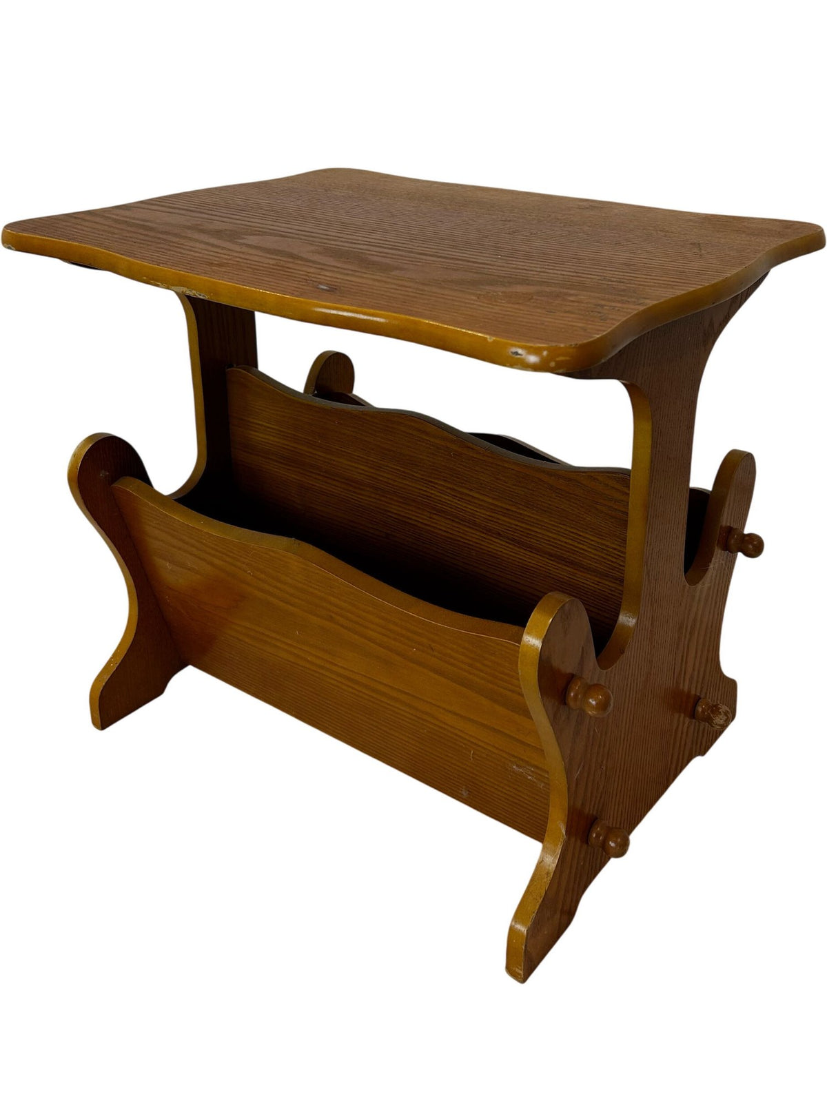Vintage Style Wooden Magazine Rack Side Table Storage Stand (Pre-Loved)