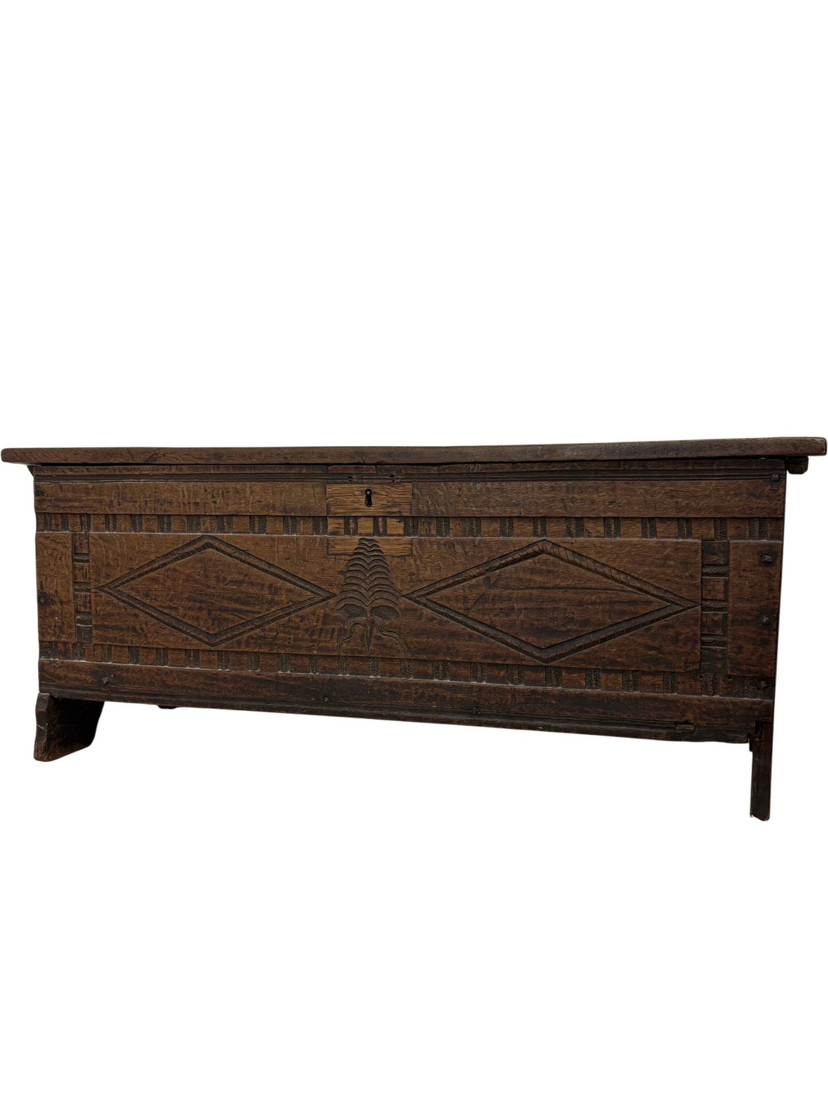 Antique Wooden Storage Chest with Carved Design (Pre-Loved)