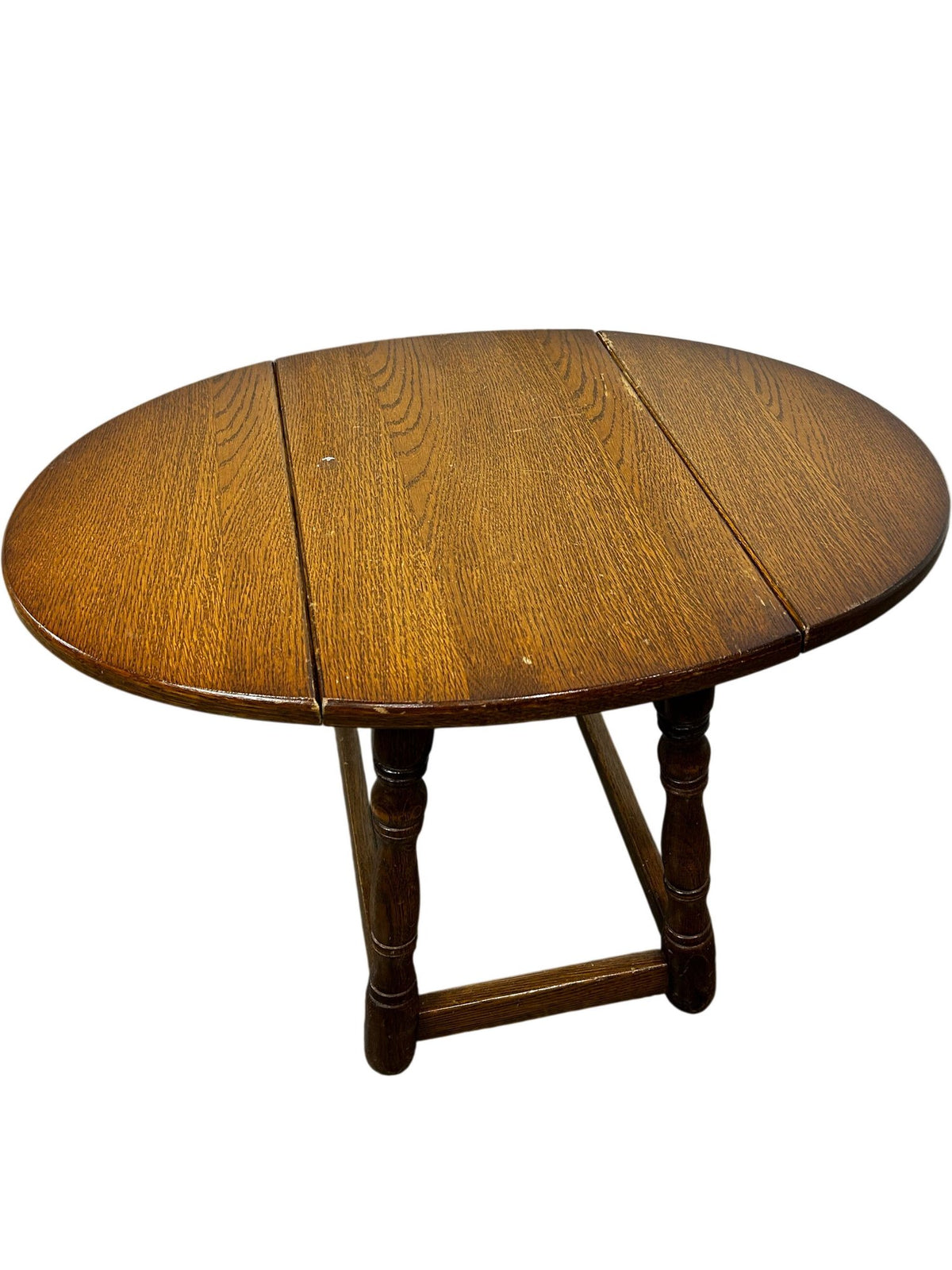 Oval Wooden Drop-Leaf Side Table with Turned Legs Traditional Style (Pre-Loved)