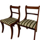 Pair Vintage Style Wooden Dining Chairs Striped Upholstered Seats (Pre-Loved)