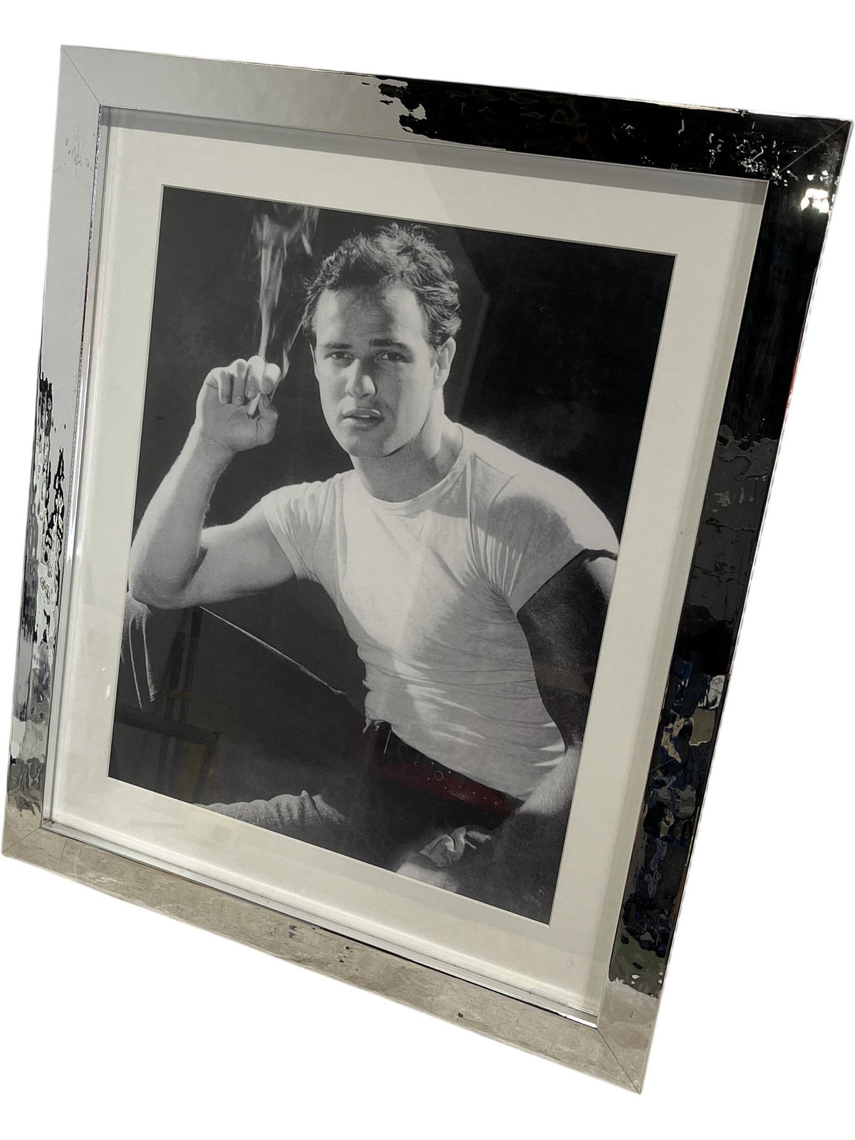 Classic Black & White Marlon Brando Silver Framed Photograph (Pre-Loved)
