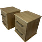 Pair of 2 Light Wood Effect Bedside Tables 2 Drawers Metal Handles (Pre-Loved)