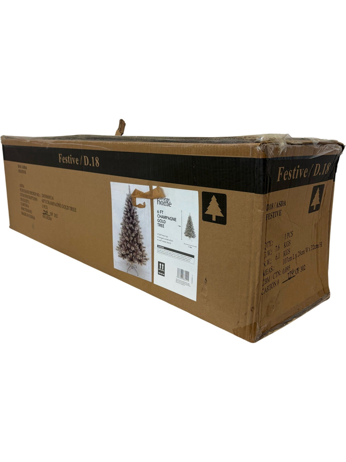 6ft Festive Champagne Gold Artificial Christmas Tree (Unused)