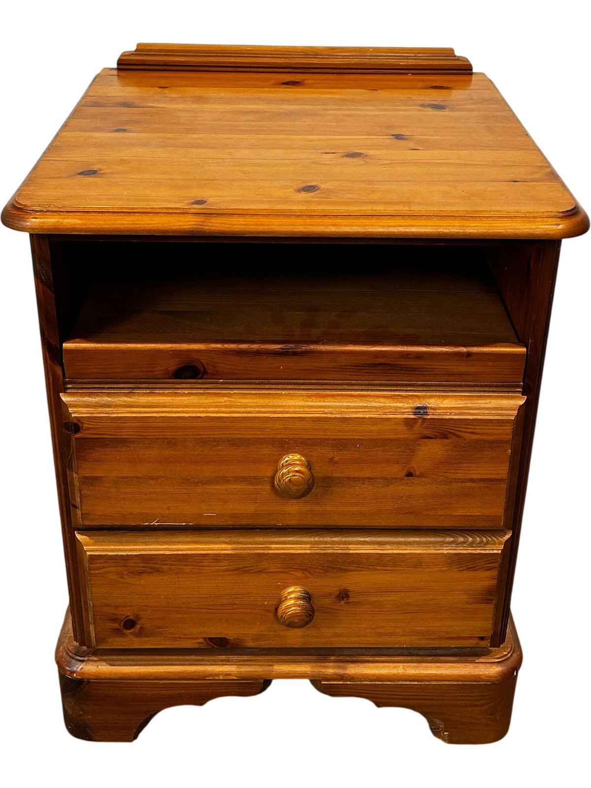 Vintage Wooden Nightstand Two Drawers Pine (Pre-Loved)