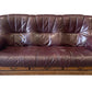 Vintage Purple Leather Sofa Solid Wood Base (Pre-Loved)