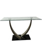 Glass Coffee Table Curved Metal Base Black Plinth Modern Living Room (Pre-Loved)