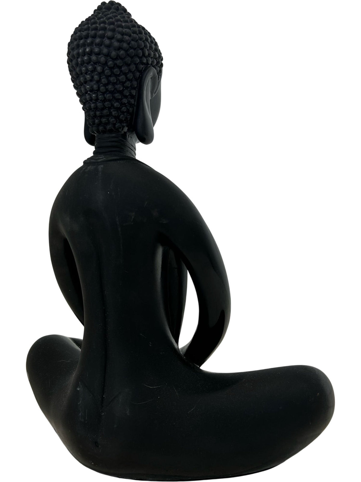 Black Buddha Meditation Sculpture Glossy Modern Home Decor 38cm (Pre-Loved)