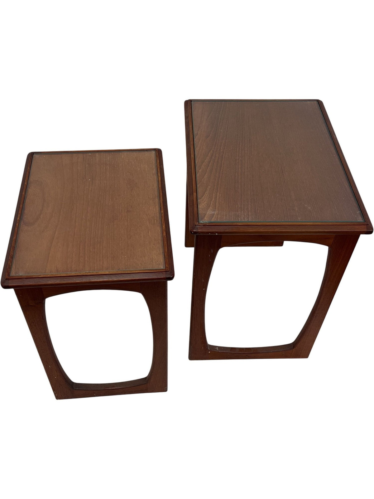 Vintage Mid Century G-Plan Style Nesting Table Set Glass Tops (Pre-Loved)