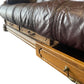 Vintage Purple Leather Sofa Solid Wood Base (Pre-Loved)