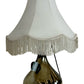 Gold Tone Table Lamp with Cream Fringed Shade Vintage Style (Pre-Loved)