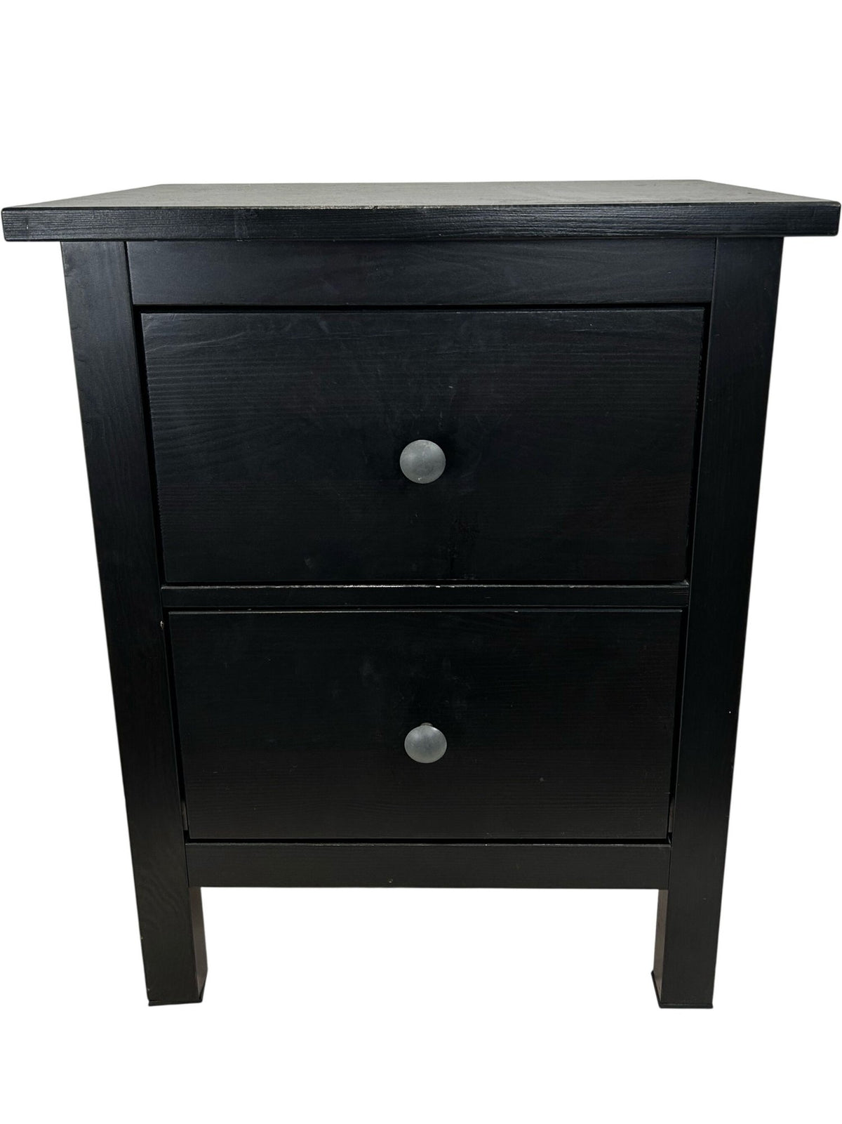Black 2 Drawer Bedside Table Nightstand Bedroom Storage Cabinet (Pre-Loved)