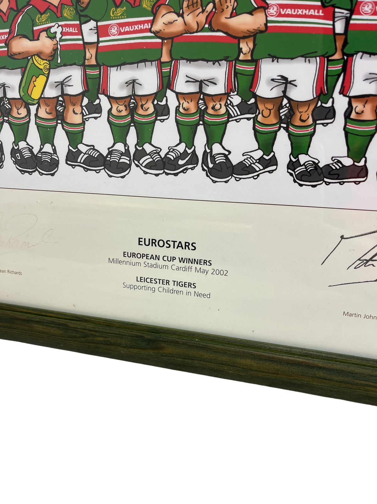 Eurostars Leicester Tigers 2002 Framed Artwork Caricature Rugby (Pre-Loved)