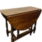 Vintage Drop Leaf Dining Table Oak Finish Foldable Turned Legs (Pre-Loved)